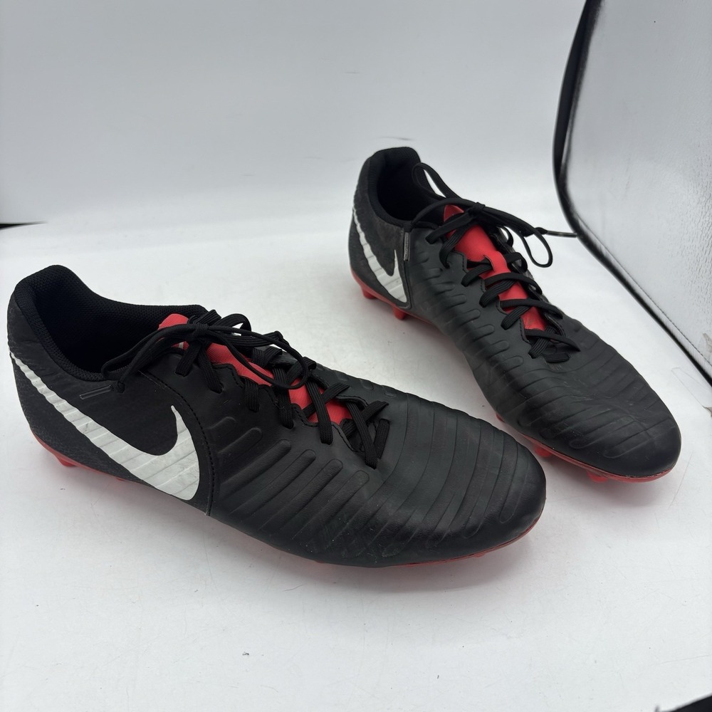 Nike Soccer Cleats Mens Size 11.5 Tiempo Legend 7 Futbol Black Red AO2597-006